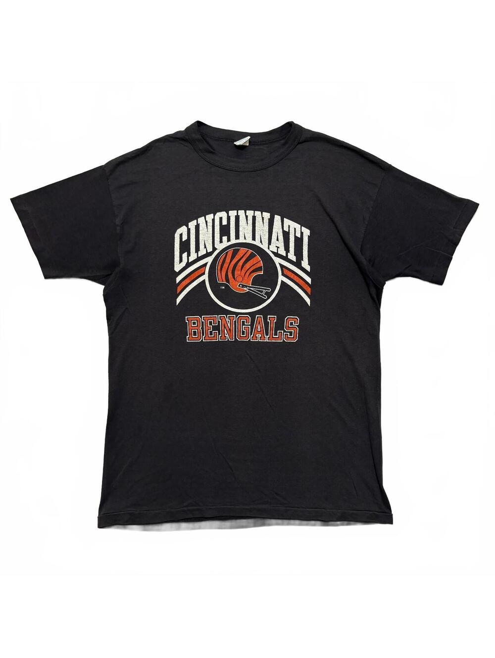 VTG 80s Champion Cincinnati Bengals NFL Faded Paper Thin T-Shirt Men's XL Black